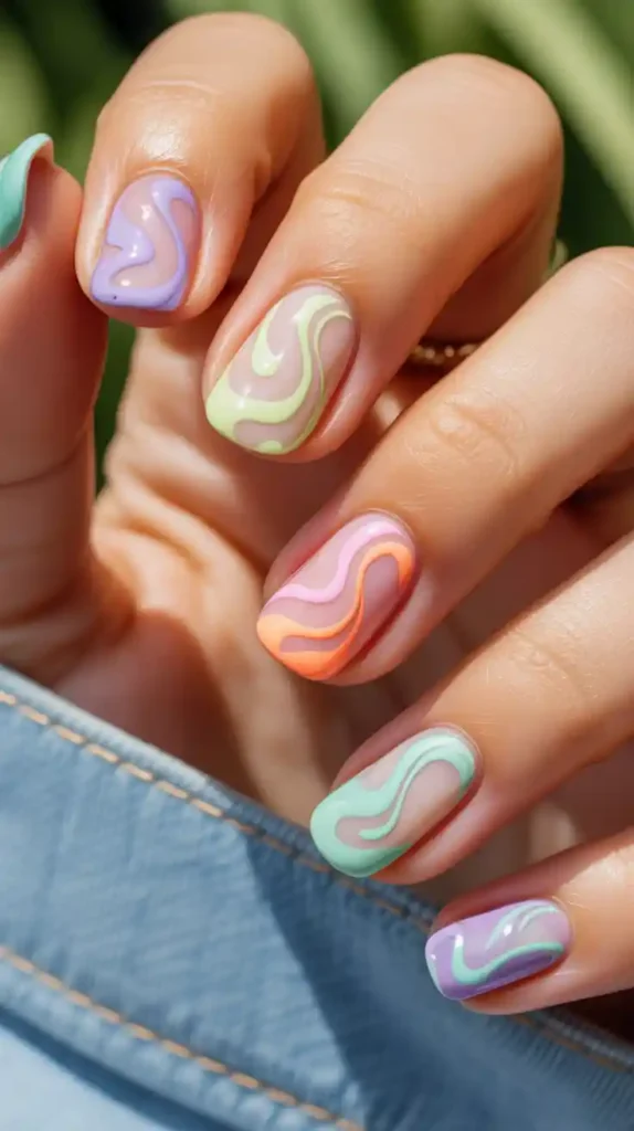 Abstract Swirls - Summer Nail Designs