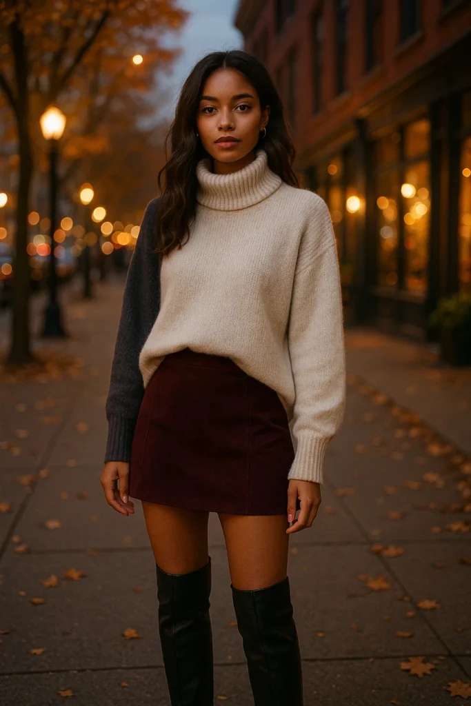 Oversized Sweater with Mini Skirt
