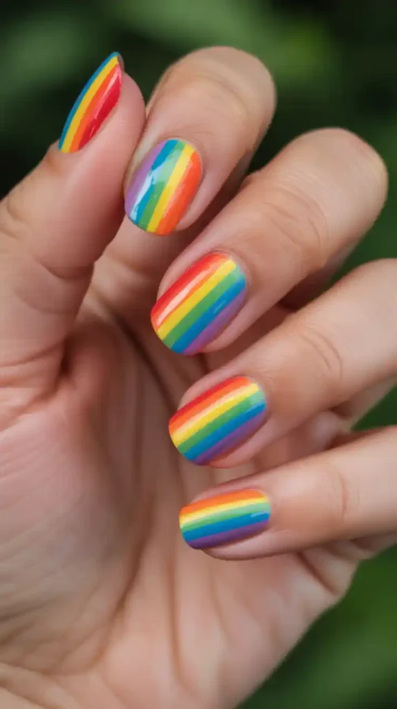 Rainbow Stripes - Summer Nail Designs
