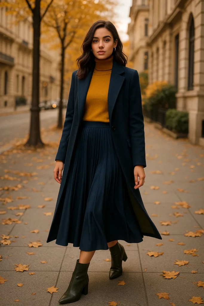 Turtleneck Sweater with Midi Skirt - Outfits for Fall