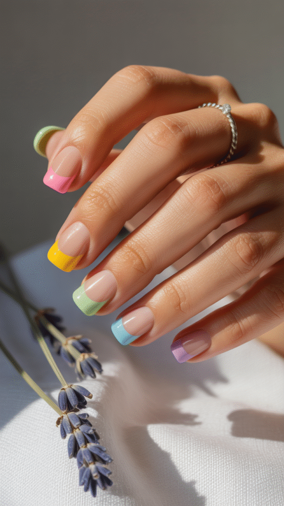Rainbow Tips - Spring Nail Designs
