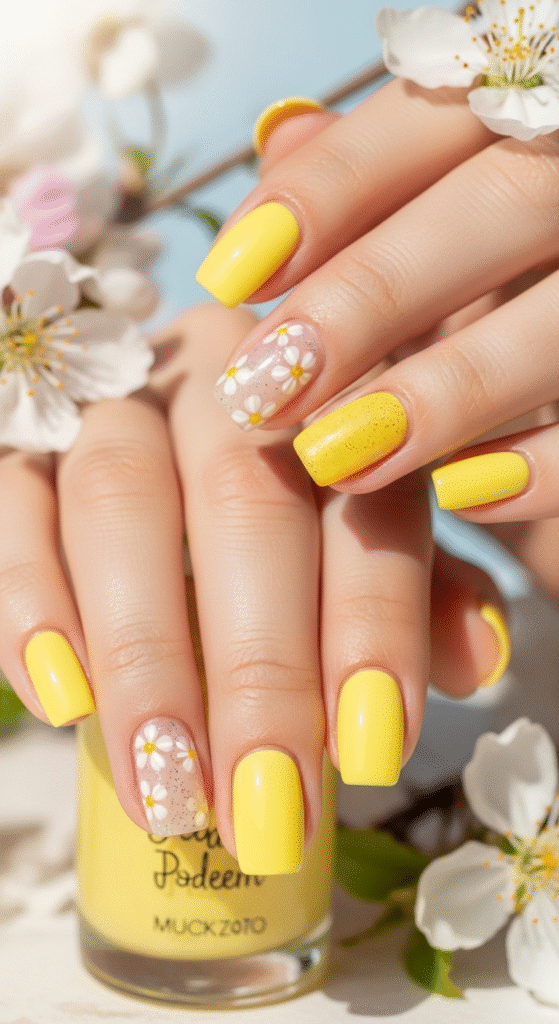 Sunshine Yellow - Spring Nail Designs