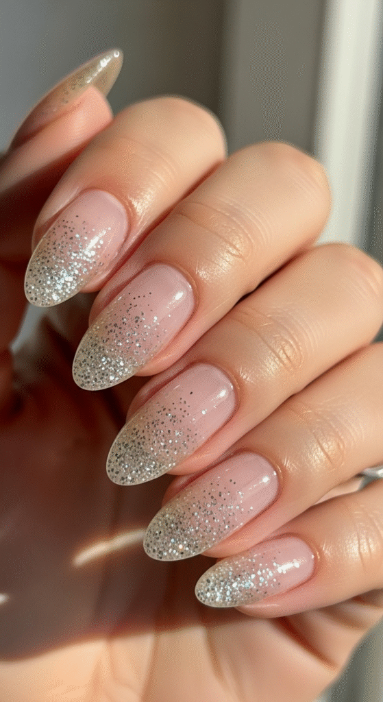 Clear Nails with Glitter