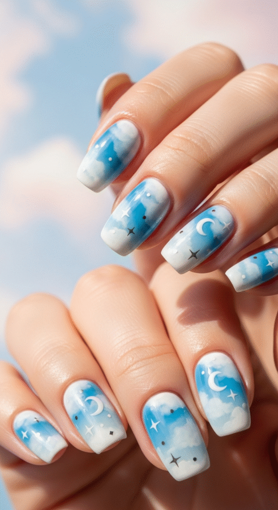 Gradient Skies - Spring Nail Designs