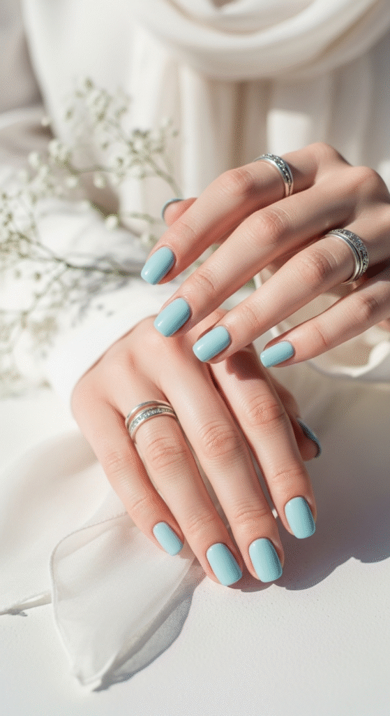 Baby Blue Simplicity - Spring Coffin Nail Designs