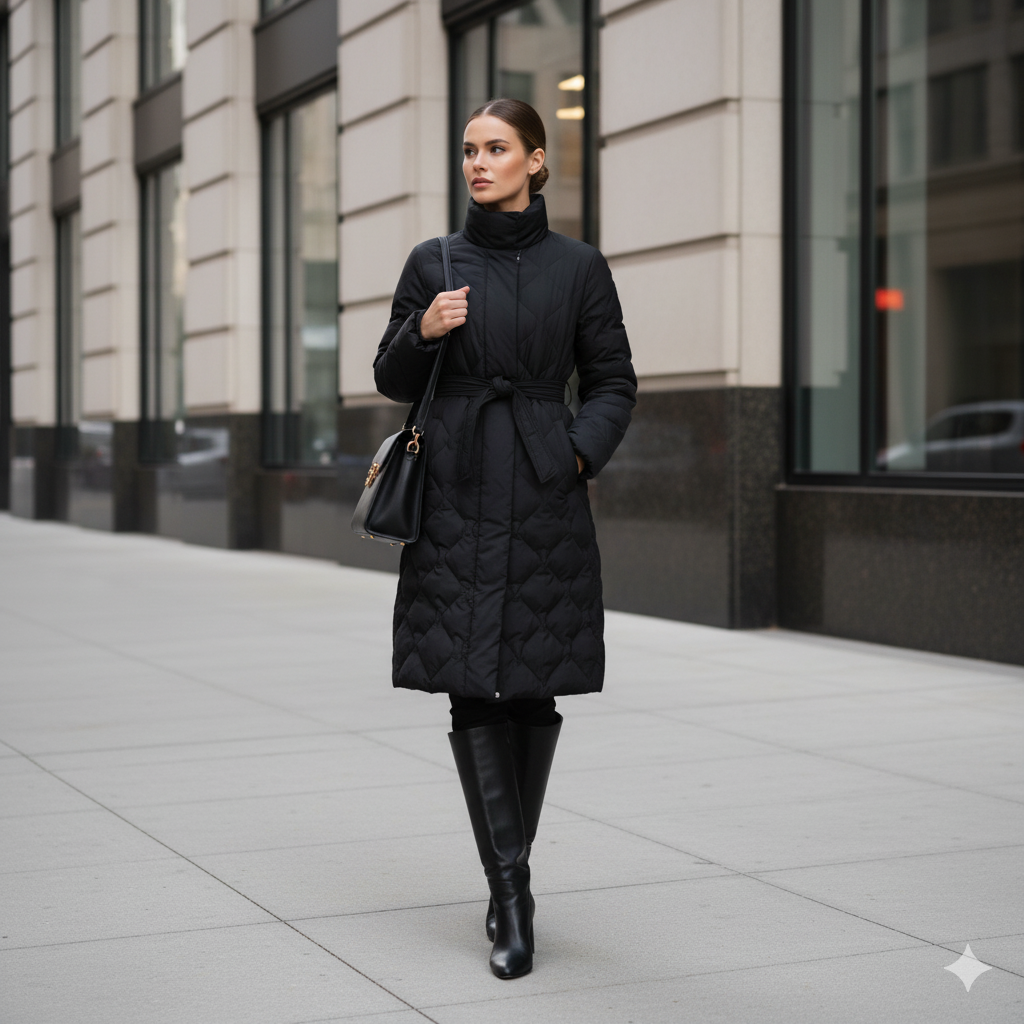 Belted Long Puffer with Boots