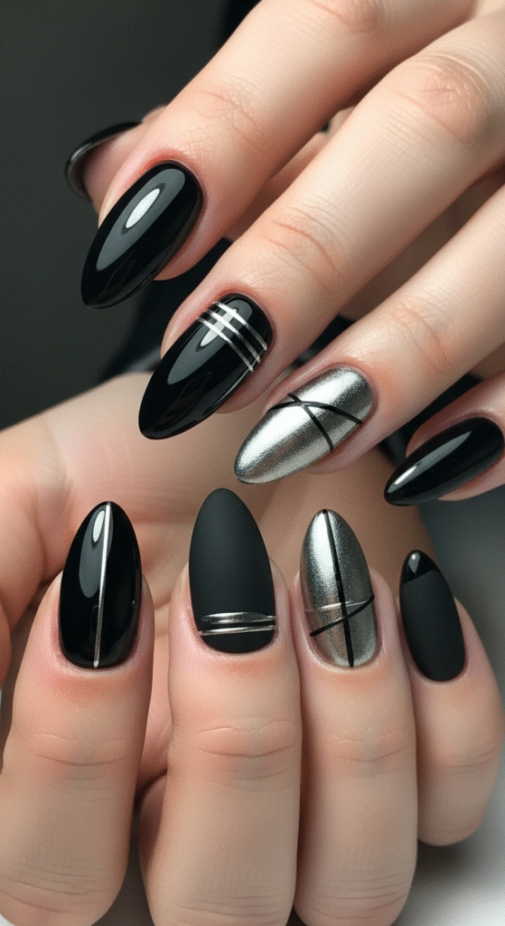 Black Almond Nails