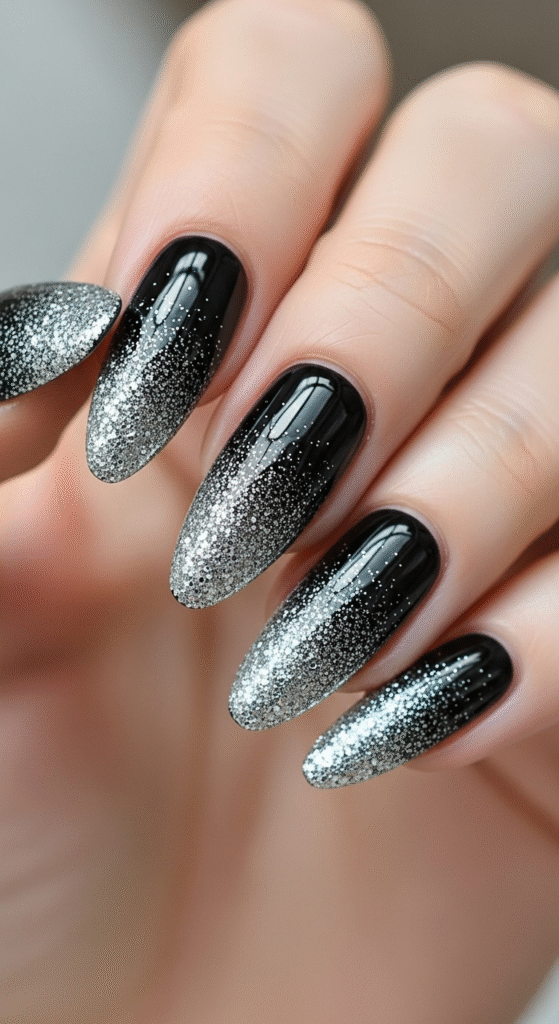 Black Glitter Ombre Nails