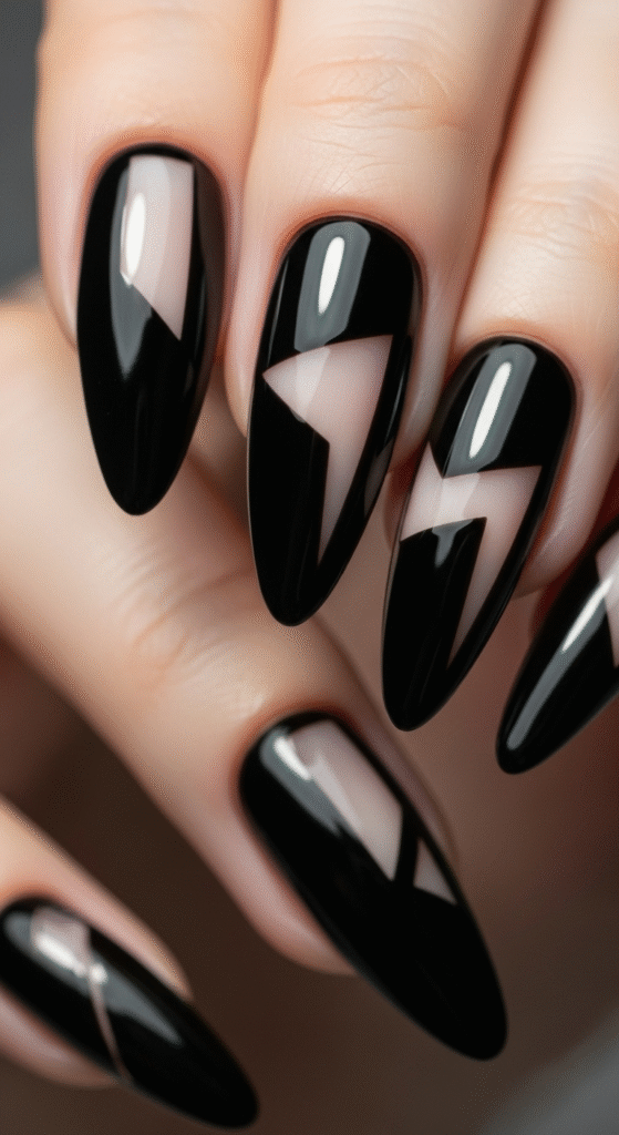Black Nails with Negative Space