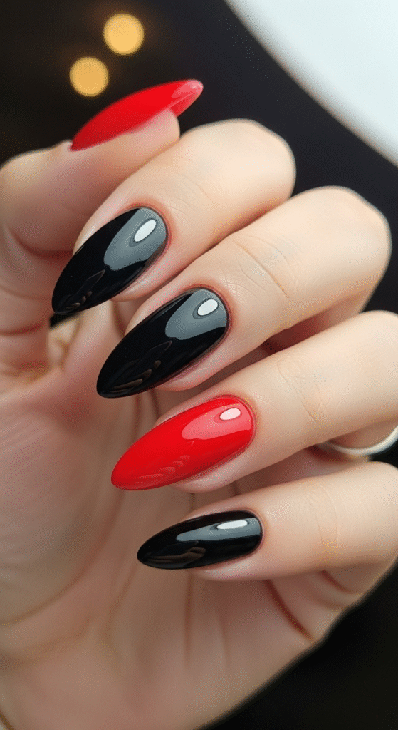Black and Red Nails
