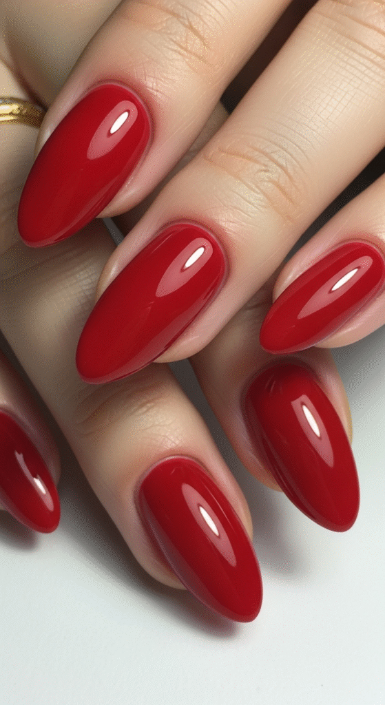 Bold Red Almond Nails