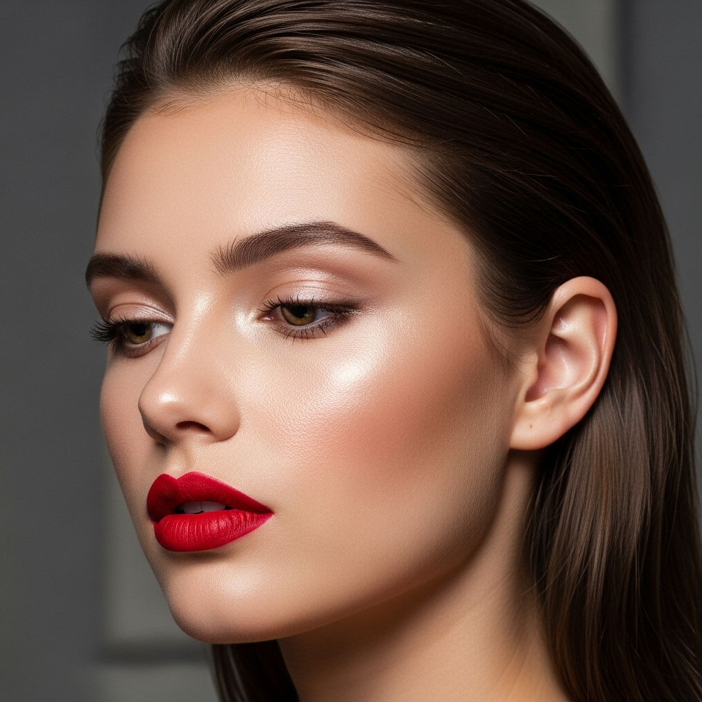 Bold Red Lips with Minimal Eyes