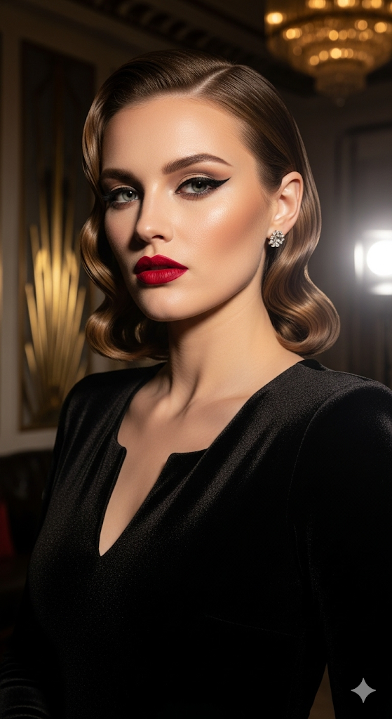 Bold Red Lips with Winged Liner