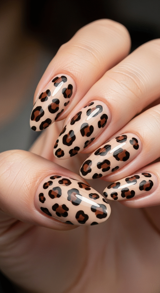 Brown Leopard Print Nails