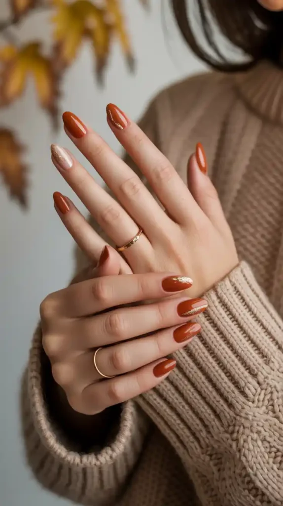 Burnt Orange Elegance - Orange Fall Nail Designs