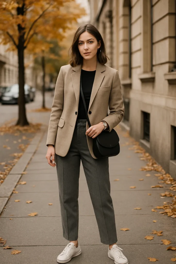 Casual Blazer with Straight-Leg Pants