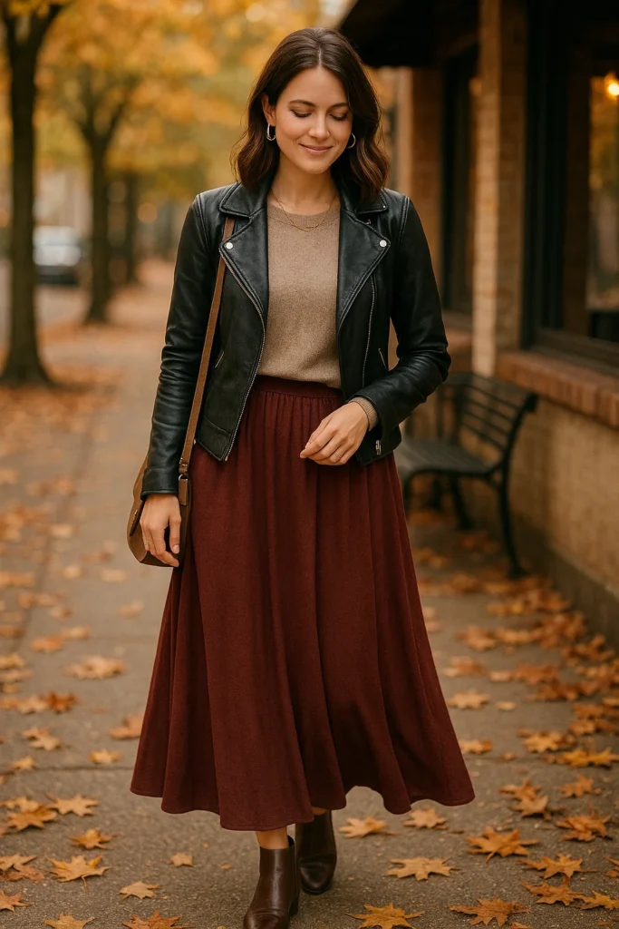 Casual Maxi Skirt with Knit Top - Casual Fall Outfits for Women