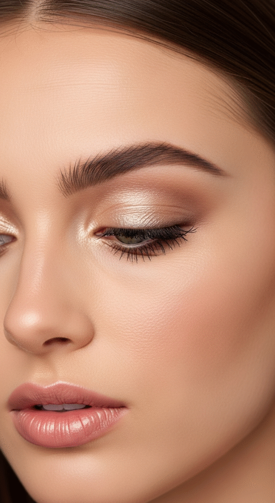 Champagne Shimmer Eyes - Makeup Looks for Ash Brown Hair