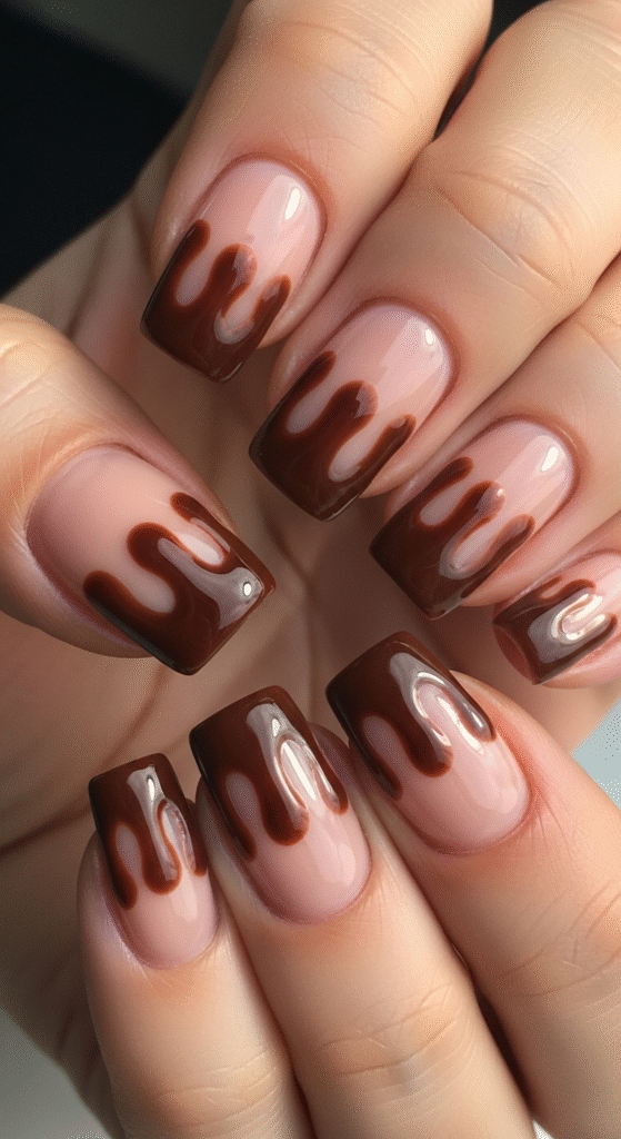 Chocolate Drip Nails