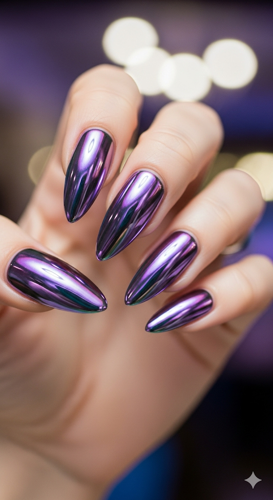 Chrome Purple Nails