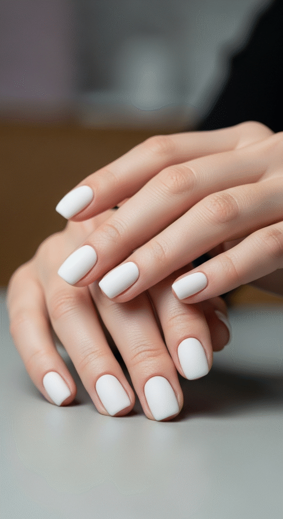 Classic Glossy White Nails - White Nail Designs