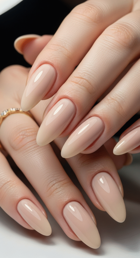 Classic Nude Almond Nails - 19 Almond Nail Ideas for Stylish & Glamorous Looks