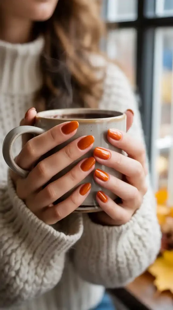 Classic Pumpkin Orange Nails - Orange Fall Nail Designs