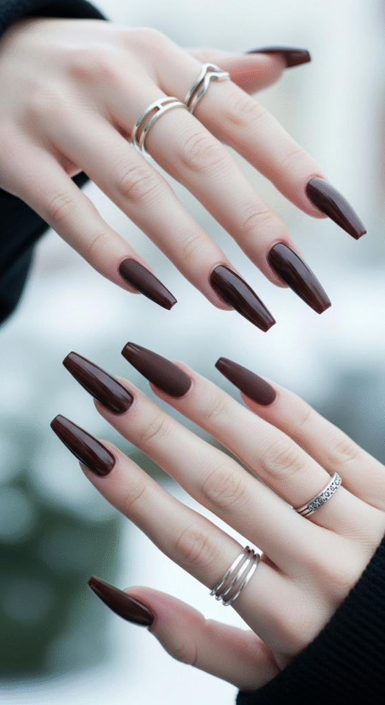 Coffin-Shaped Brown Nails