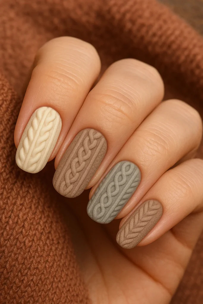 Cozy Sweater Texture Nails