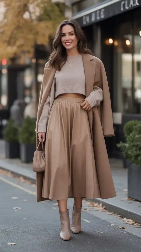 Cropped Sweater with Midi Skirt