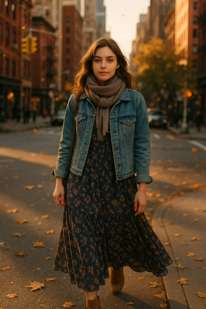 Denim Jacket with Maxi Dress