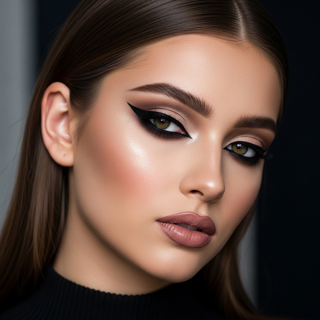 Dramatic Cat-Eye - Makeup for Mushroom Brown Hair