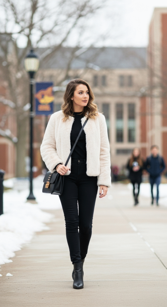 Faux Fur Jackets with Black Jeans