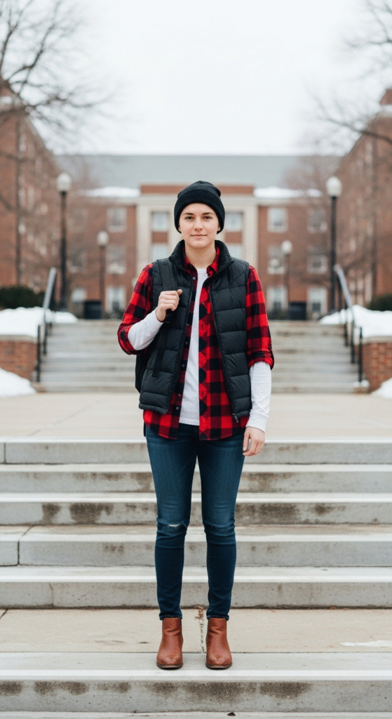 Flannel Shirts with Puffer Vests