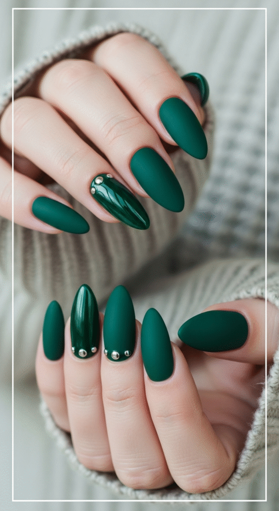 Forest Green Matte Nails