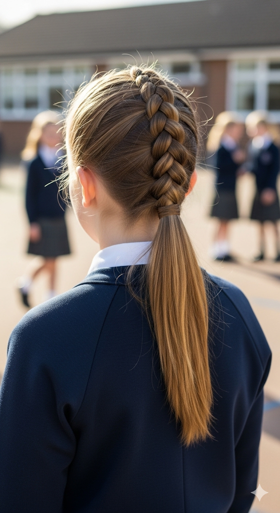 French Braid into Ponytail