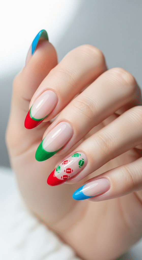 French Tip with a Football Twist