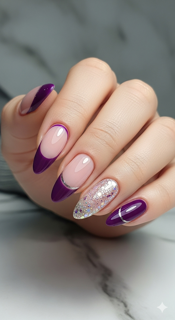 French Tip with a Purple Twist