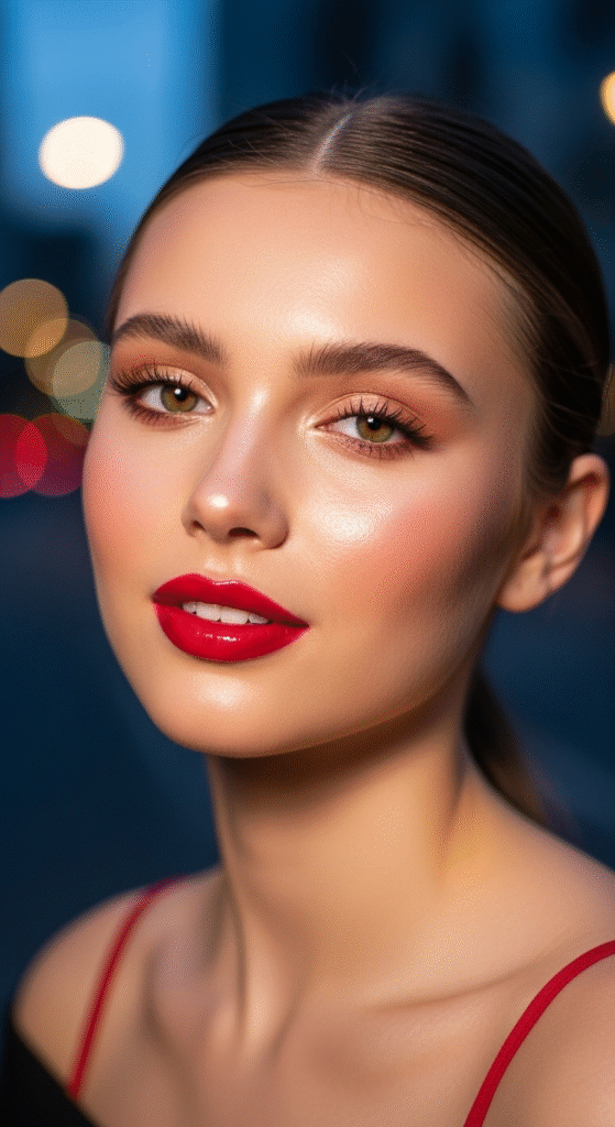 Glossy Red Lips for a Youthful Glow - Bold Red Lip Makeup Looks