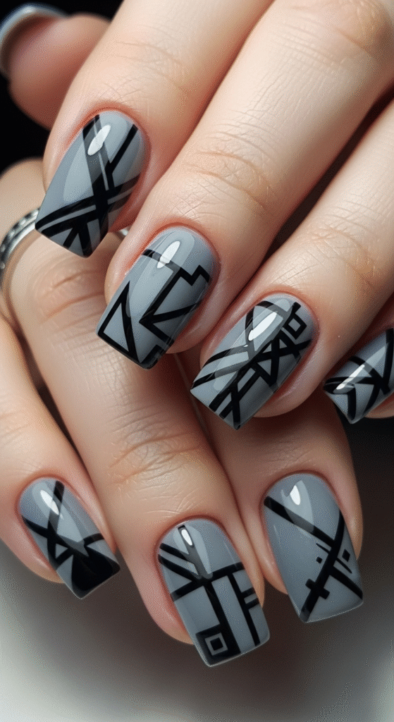 Grey and Black Nail Art