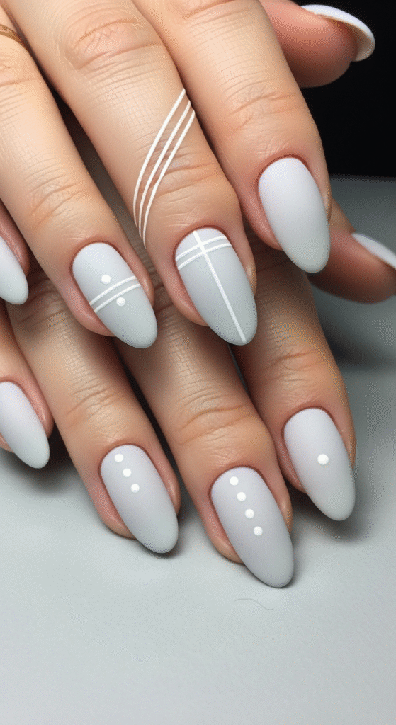 Grey and White Nail Art