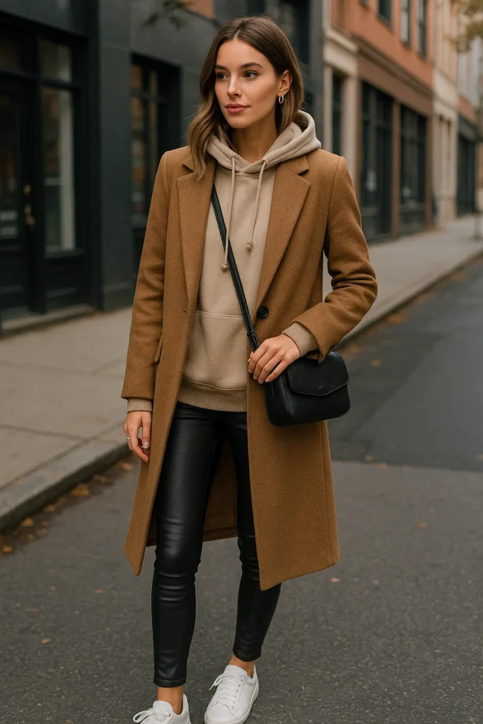 Hoodie with Skinny Leather Pants