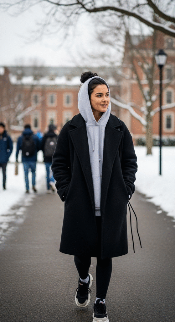 Hoodies with Oversized Coats - Cozy Winter Outfits for College Students