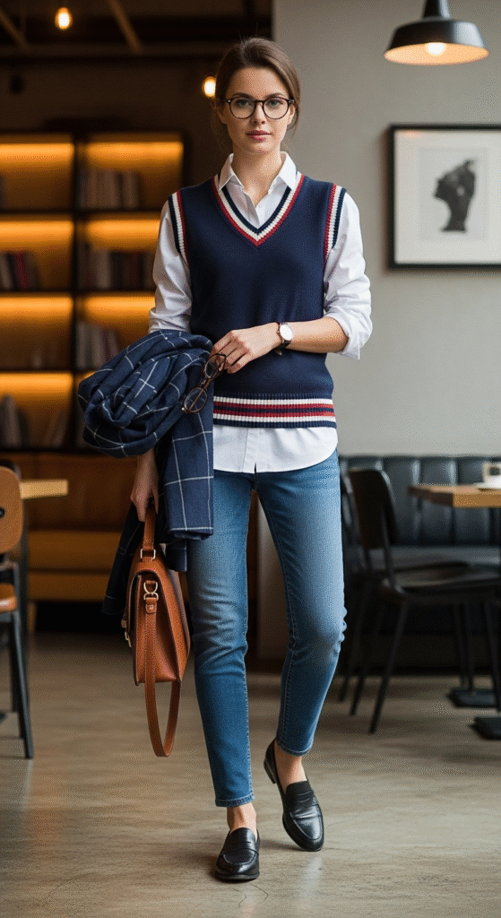 Layered Shirt with Sweater Vest