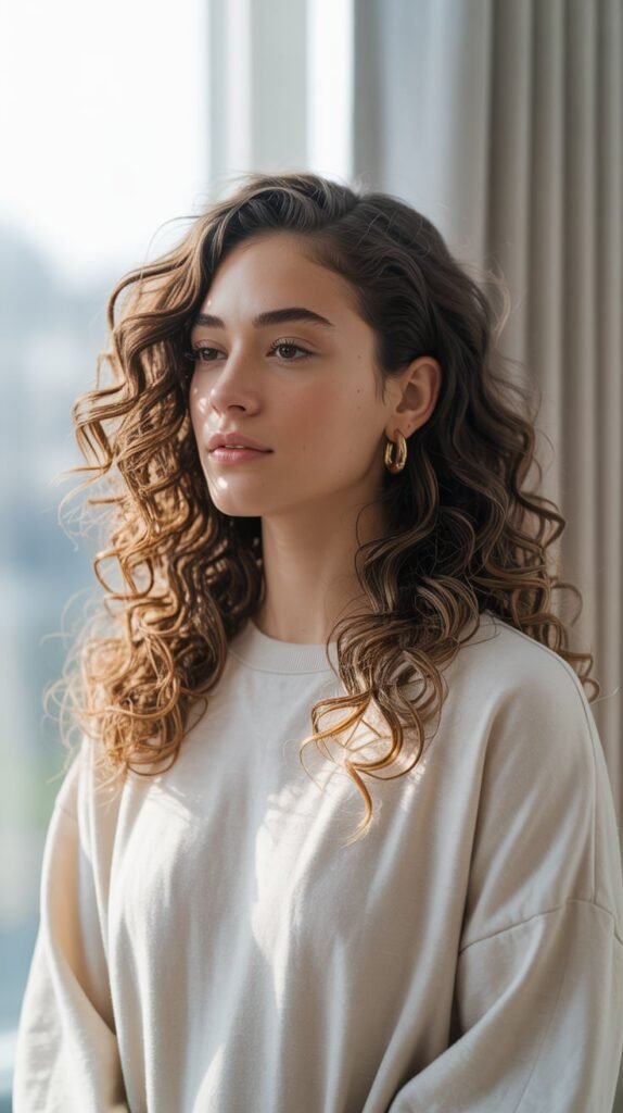 Loose Curls with Middle Part
