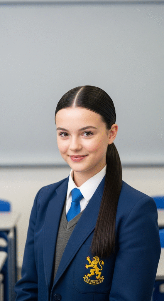 Low Sleek Ponytail - Cute Ponytail Hairstyles for School Girls