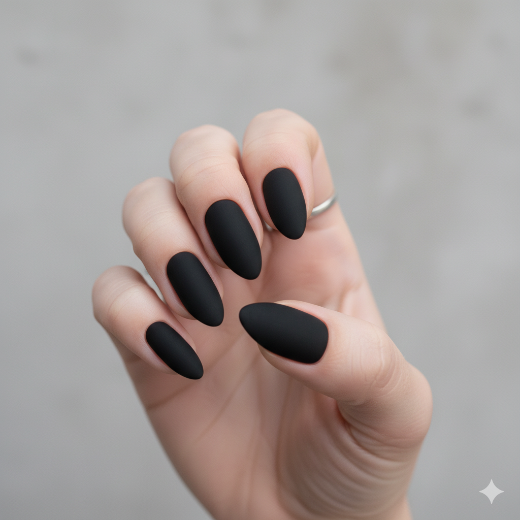 Matte Black Nails - Black Nail Designs