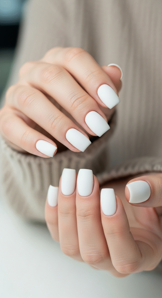 Matte White Elegance - White Nail Designs