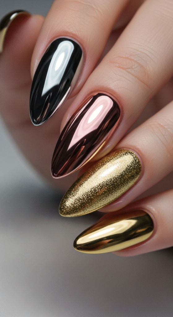 Metallic Almond Nails