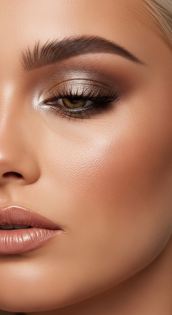 Metallic Eyes and Nude Lips
